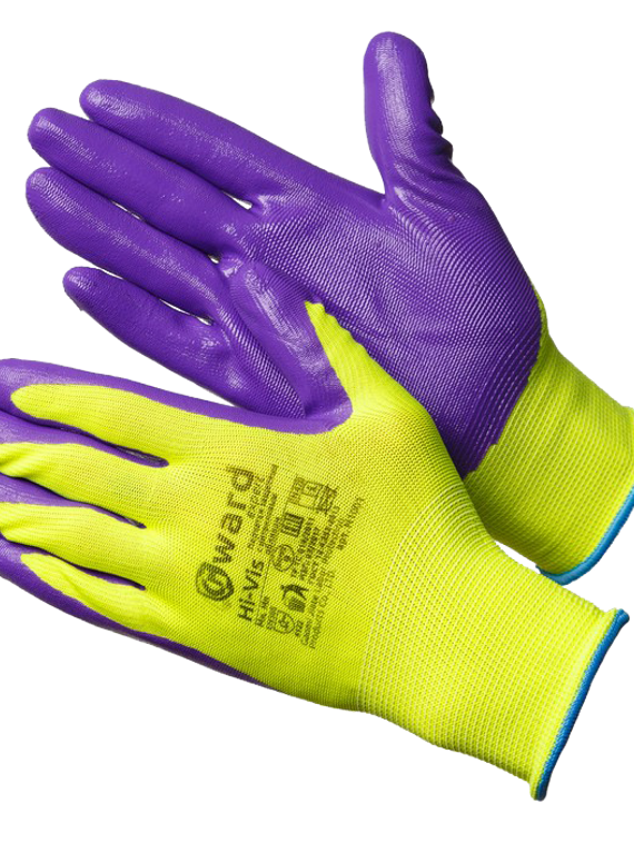 Перчатки Hi-Vis / Размер L нейлоновые с нитриловым покрытием