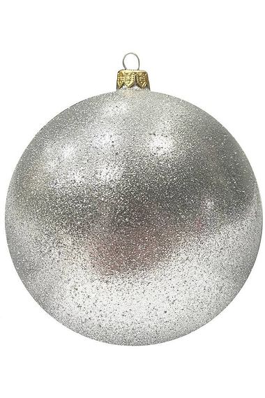 Шар пластиковый Искристый, 150 мм., 1 шт., серебро, ПромЕлка (ШИПЛ-150Silver)