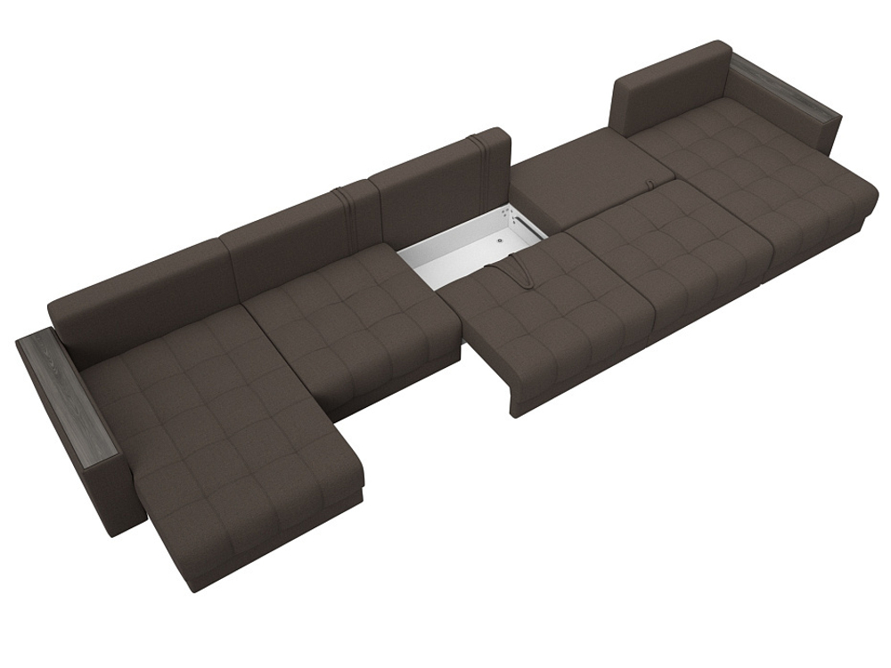 Диван П-образный с декором Лига-049 НПБ Мегалонг, Амур 05 РОГОЖКА коричневый