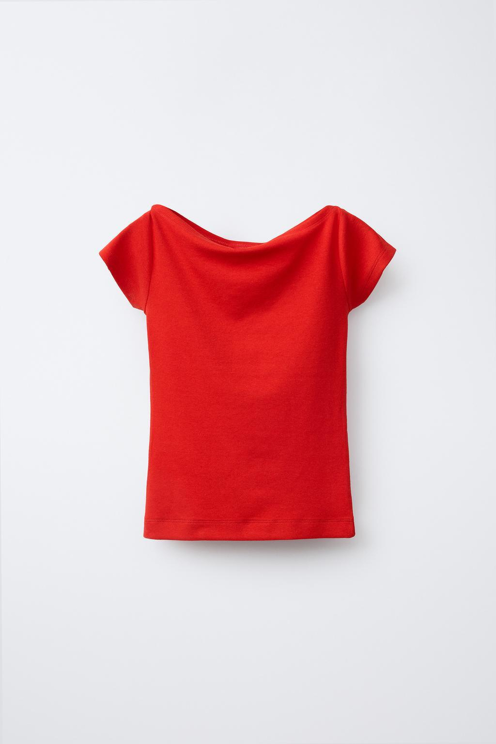 ZARA ФУТБОЛКА ИЗ СМЕСОВОГО МОДАЛА, КРАСНЫЙ