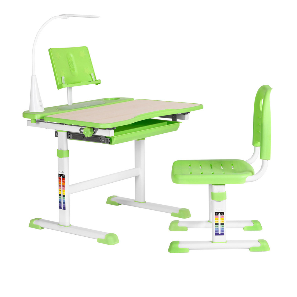 Комплект растущей детской мебели Anatomica Avgusta парта + стул + выдвижной ящик + светильник + подставка