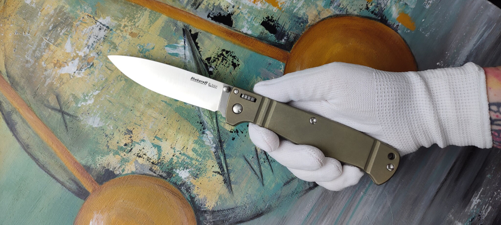 Складной нож Shokuroff knives M2104-115 мм Elmax конвекс лимон (шок лок) замок Алексея Шокурова