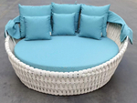 Лаунж-диван плетеный Tagliamento Samui, бежевый, белый, бирюзовый