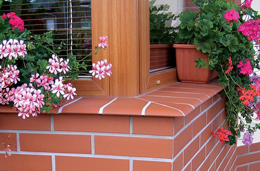 King Klinker, Красный, 01 Ruby-red, 280x120x15 - Клинкерный подоконник
