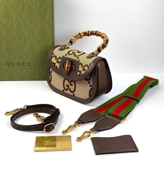Маленькая сумка Gucci Bamboo 1947 из текстиля Jumbo Gg