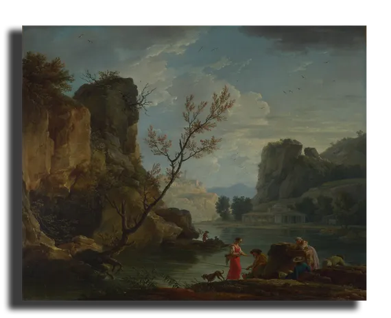 Репродукция "Верне Клод Жозеф - Пейзаж и рыбаки"