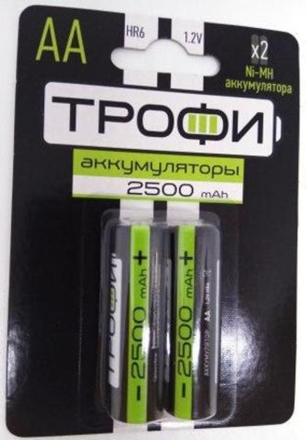 Аккумуляторная батарея ТРОФИ HR6-2BL к-т 2шт, 2500 mAh