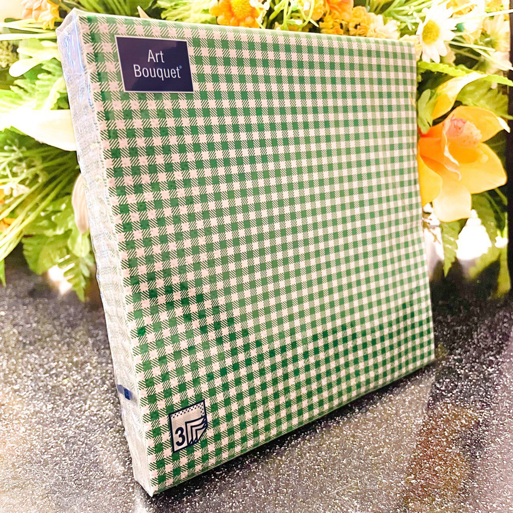 СКАТЕРТЬ ЗЕЛЕНАЯ (рамка) Салфетки 20л Bouquet Original, 3-х слойные  *12шт