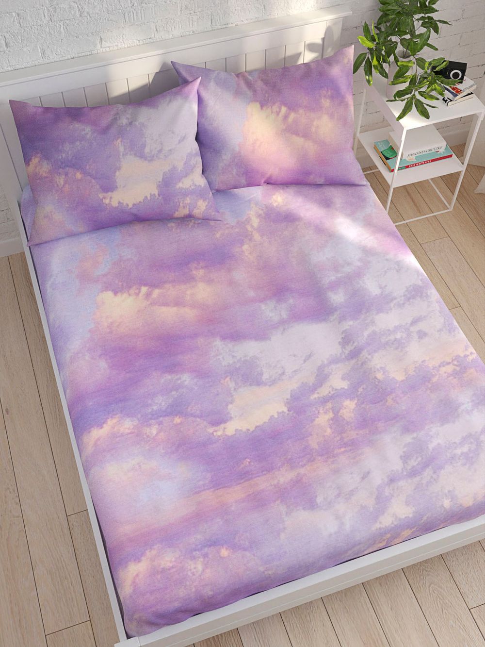 Постельное белье Сказка "Небеса" 2-спальный наволочки 50х70 2шт Простынь на резинке 160х200 см Пододеяльник 175х215 см