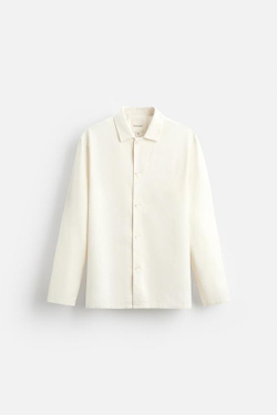 ZARА X NANUSHKA ШЕЛКОВАЯ РУБАШКА, ЖЕЛТОВАТО-БЕЛЫЙ