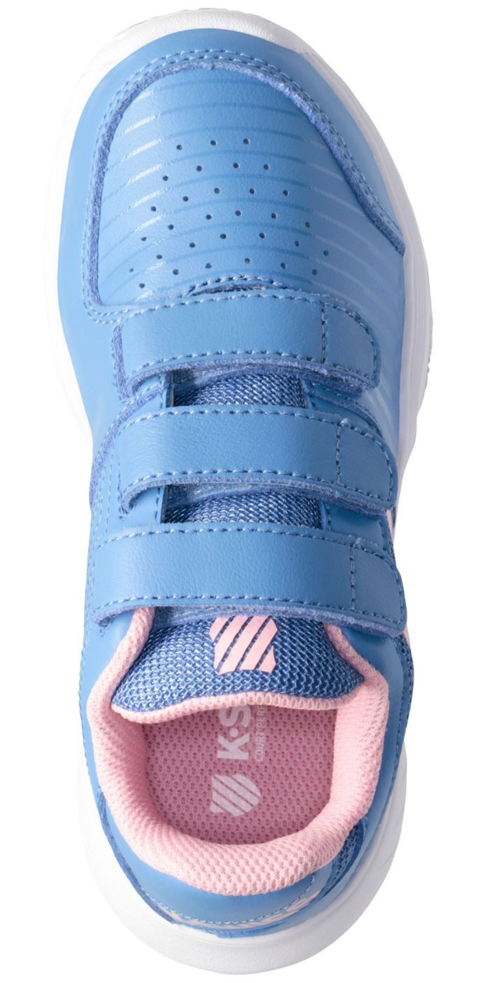 детские Кроссовки теннисные K-Swiss Court Express Strap Omni - silver lake blue/white/orchid pink