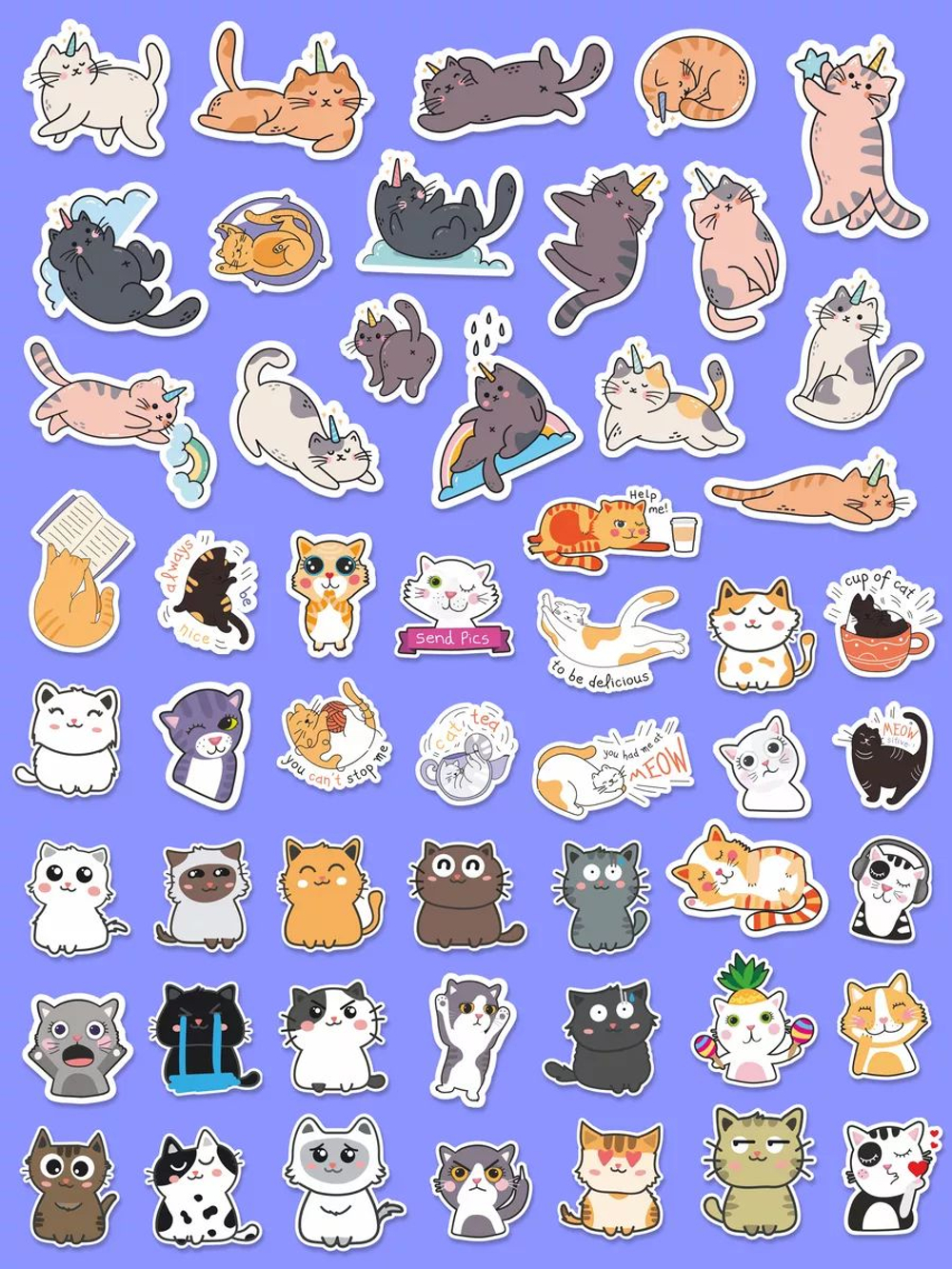Наклейки детские на телефон стикеры на карту Котики