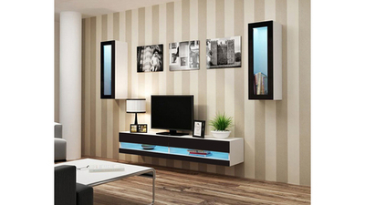 Гостиная Виго нью 11 Черный 0190 / Белый Фасадный 0101 250*42*180 см, Черный, Белый Фасадный   Фиеста