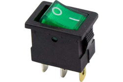 Клавишный выключатель REXANT 12v 15а (3с) on-off зеленый с подсветкой mini (rwb-206-1, sc-768) 36-2173