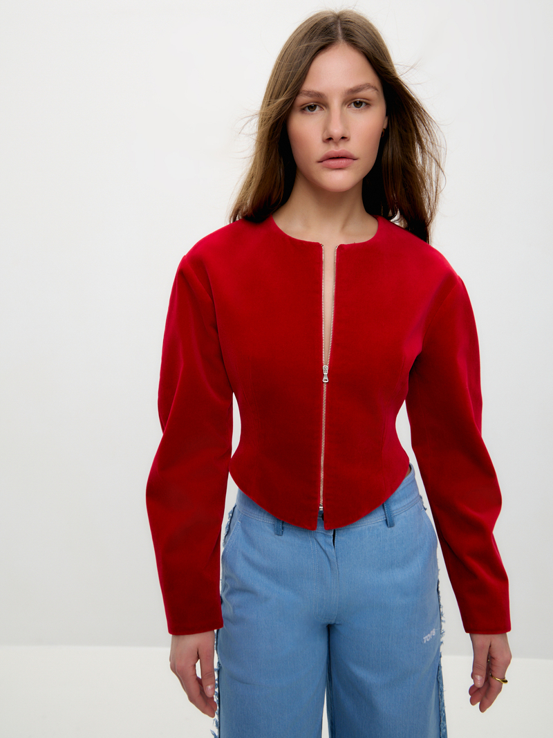 Жакет из красного бархата