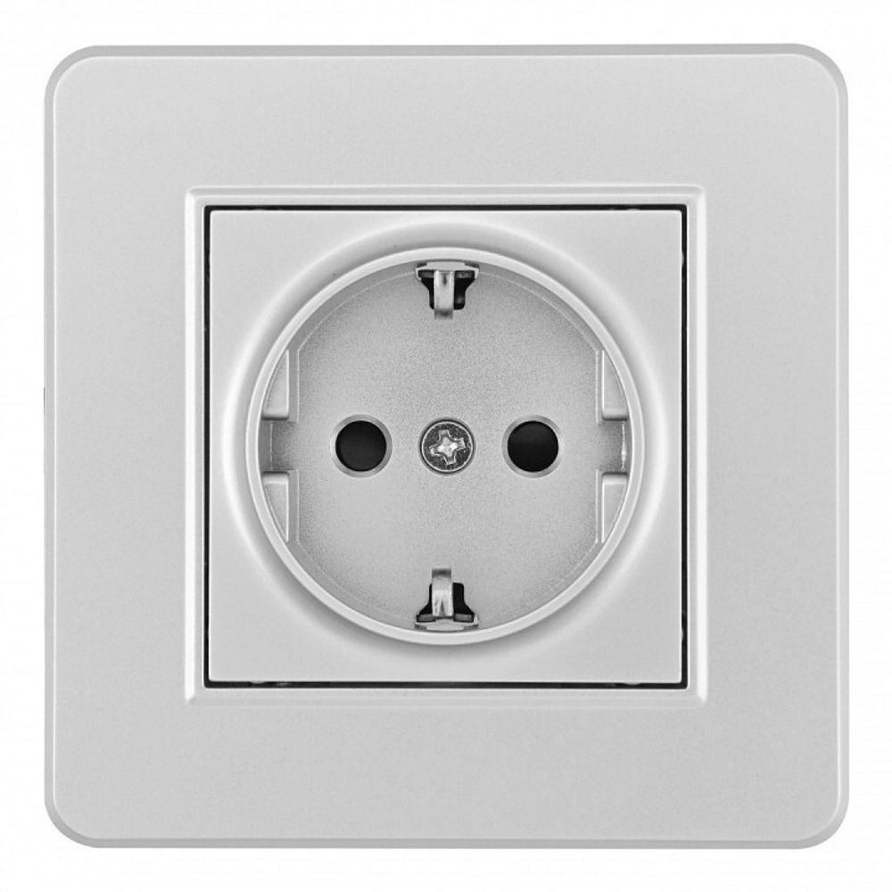 Розетка с заземлением и со шторкой Arte Milano SET16-1 SET16-1-40-1 silver