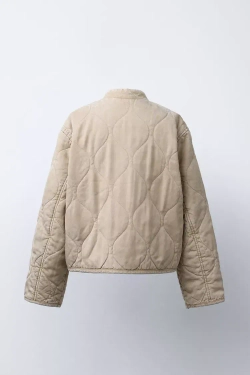 ZARA СТЕГАНАЯ КУРТКА, ПЕСОЧНЫЙ