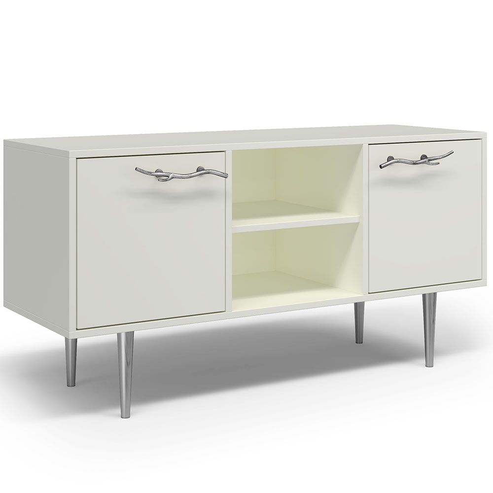 Тумба под ТВ Арт Колор matte 117см Стайл Сильвер Белый опал матовый