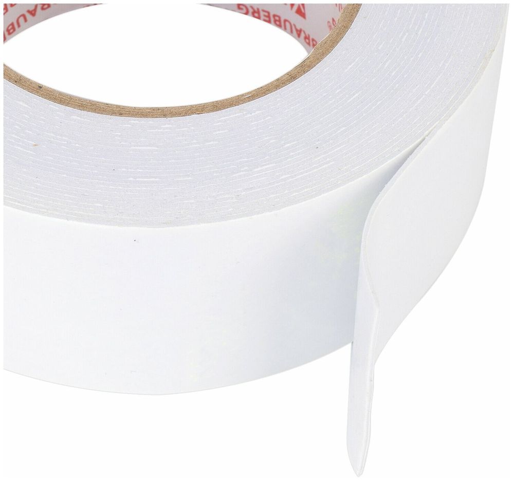 Клейкая двухсторонняя лента 50мм х 8м, НА ВСПЕНЕННОЙ ОСНОВЕ 1мм, прочная, BRAUBERG, 600485