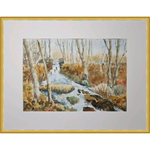 Картина авторская акварельная в паспарту 30х40 см на стену для интерьера "Водопад на Белке"