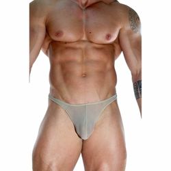 Мужские трусы тонги телесные полупрозрачные Don Moris DM171219