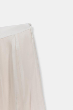 ZARA КОМБИНИРОВАННАЯ СТРУЯЩАЯСЯ ЮБКА — ZW COLLECTION, ЖЕЛТОВАТО-БЕЛЫЙ