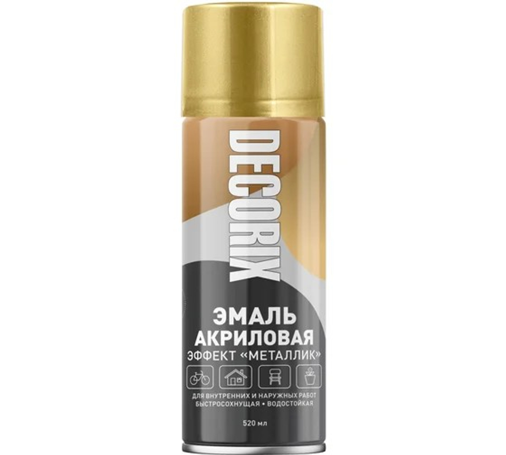 Аэроз-эмаль Декорикс 520мл металлик хром золото