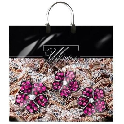 Пакет с пластиковой ручкой ПВД 38х35 (90 мкм) "Шарм" лам. (10/100 шт.) Интерпак