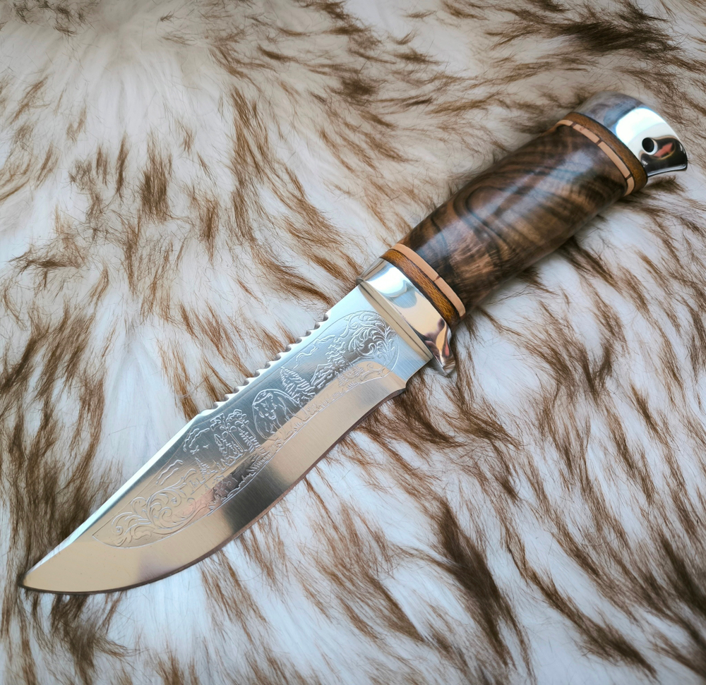 Кованый нож НС-28А Лесник (40Х10С2М) алюминиевые вставки (Златоуст)