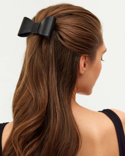 Бант-бабочка из черной кожи XS