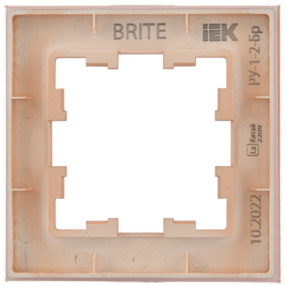 BRITE Рамка 1-местная РУ-1-2-БрП стекло персиковый матовый IEK