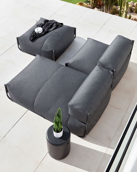 Пуф со спинкой Square темно-серого цвета для садового модульного дивана 101x101см