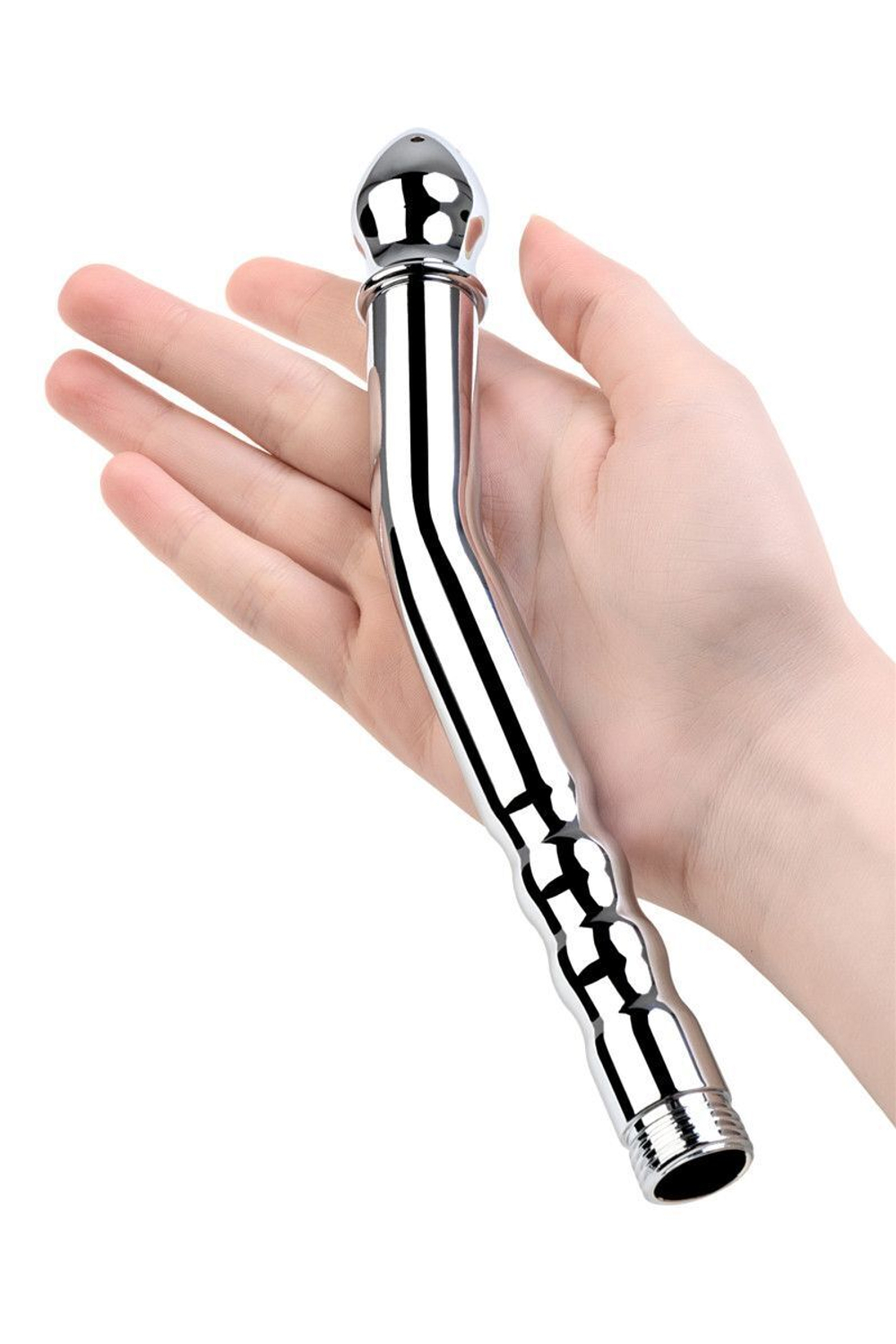 Металлический анальный душ с тремя насадками (Цвет: серебристый)