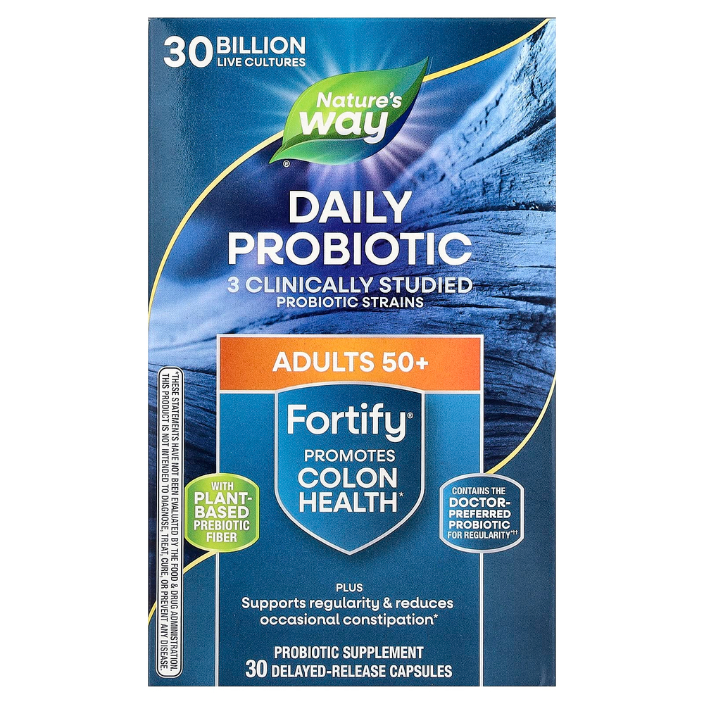 Nature's Way, Fortify®, пробиотик для ежедневного приема, для взрослых старше 50 лет, 30 млрд КОЕ, 30 капсул с отсроченным высвобождением