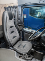 Чехлы Люкс Scania 5 серия Высокое и низкое сиденье (экокожа, черный, серая вставка)