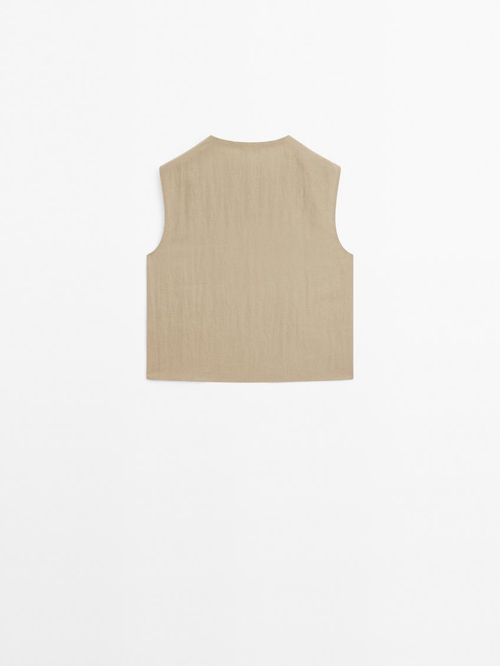 Massimo Dutti Блуза с серебристыми пуговицами сбоку, черепичный