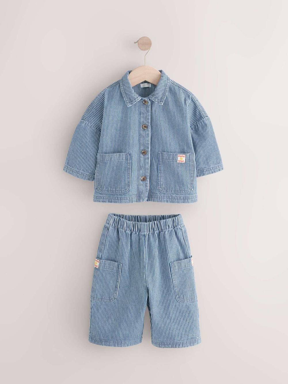 Рубашка джинсовая и брюки джинсовые в комплекте для девочки Next E89-852, Синий