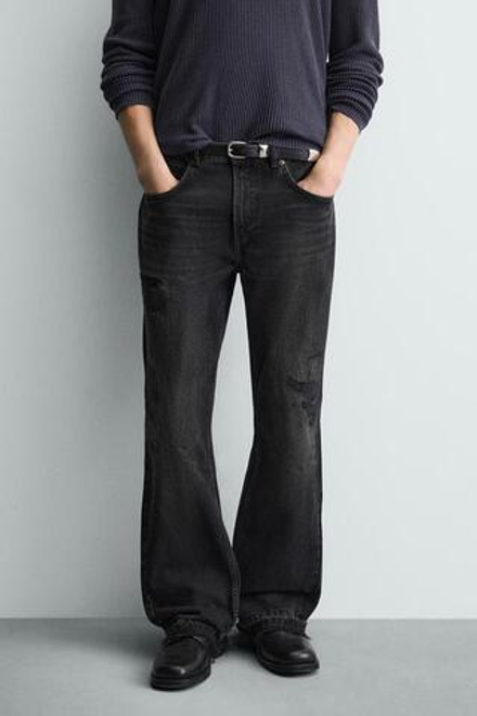 ZARA ДЖИНСЫ FLARE FIT С РАЗРЕЗАМИ, УГОЛЬНЫЙ