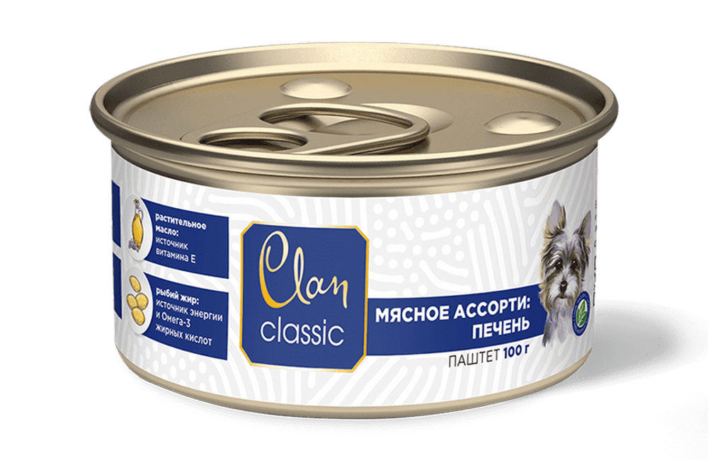 Clan Classic (печень) - консервы для собак (мясное ассорти)