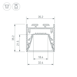 Профиль LINE-3535-TRAY-3000 BLACK (Arlight, Алюминий) 062196