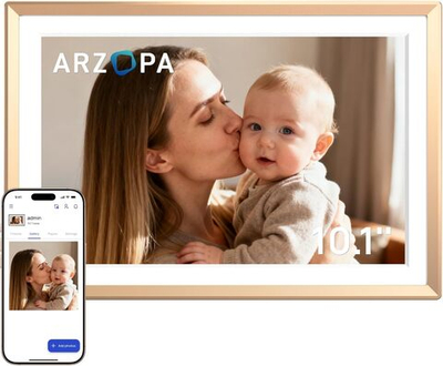 Цифровая фоторамка Arzopa D10 Gold Wi-Fi, 10,1-дюймовый сенсорный экран IPS, разрешение 1280x800
