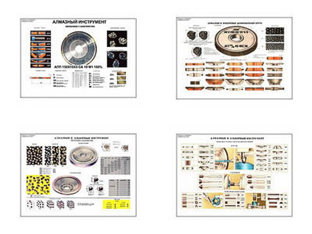 Плакаты ПРОФТЕХ &quot;Алмазные и эльборовые шлифовальные круги&quot; (4 пл, винил, 70х100)