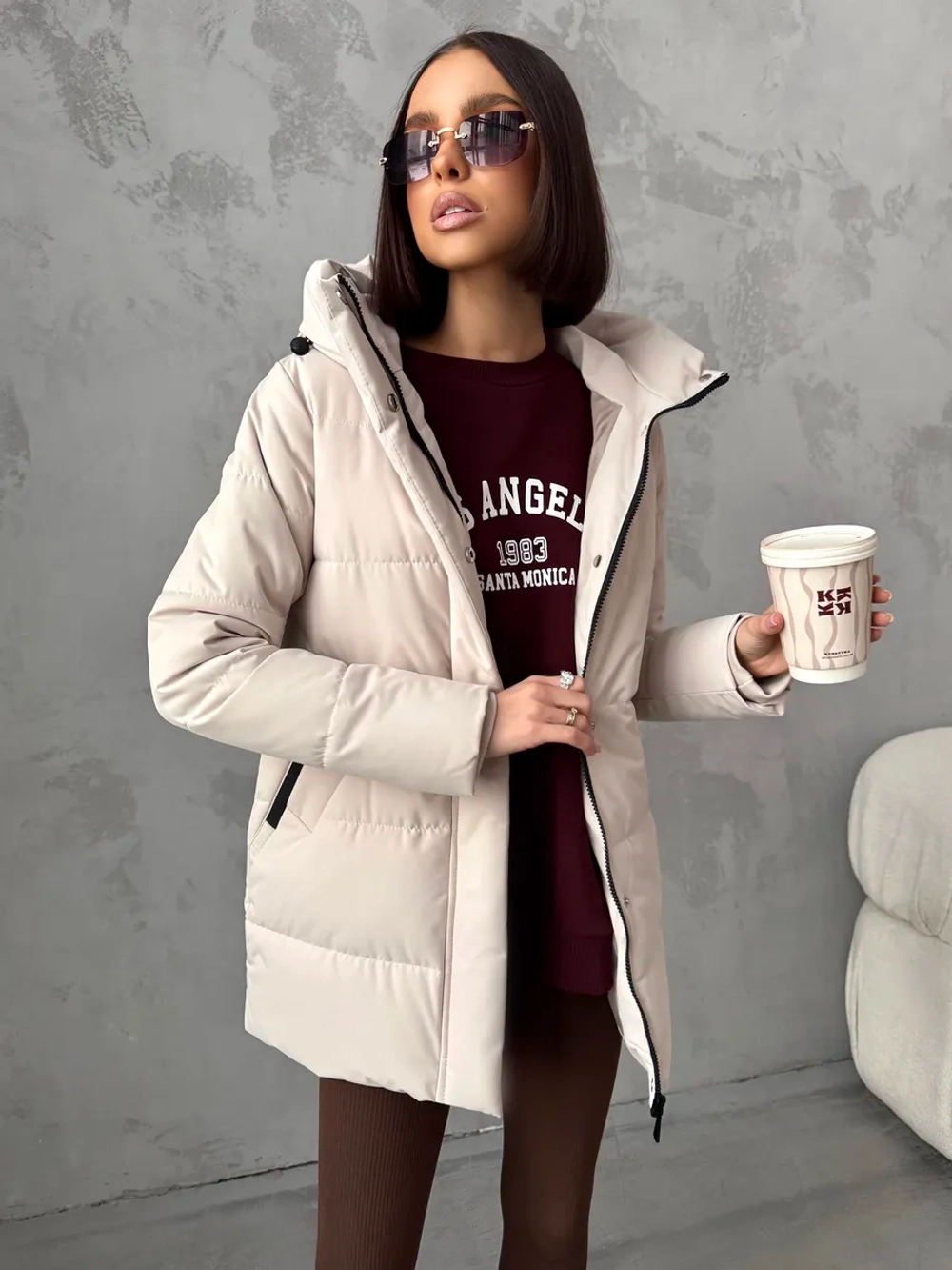 Куртка демисезонная с капюшоном удлиненная