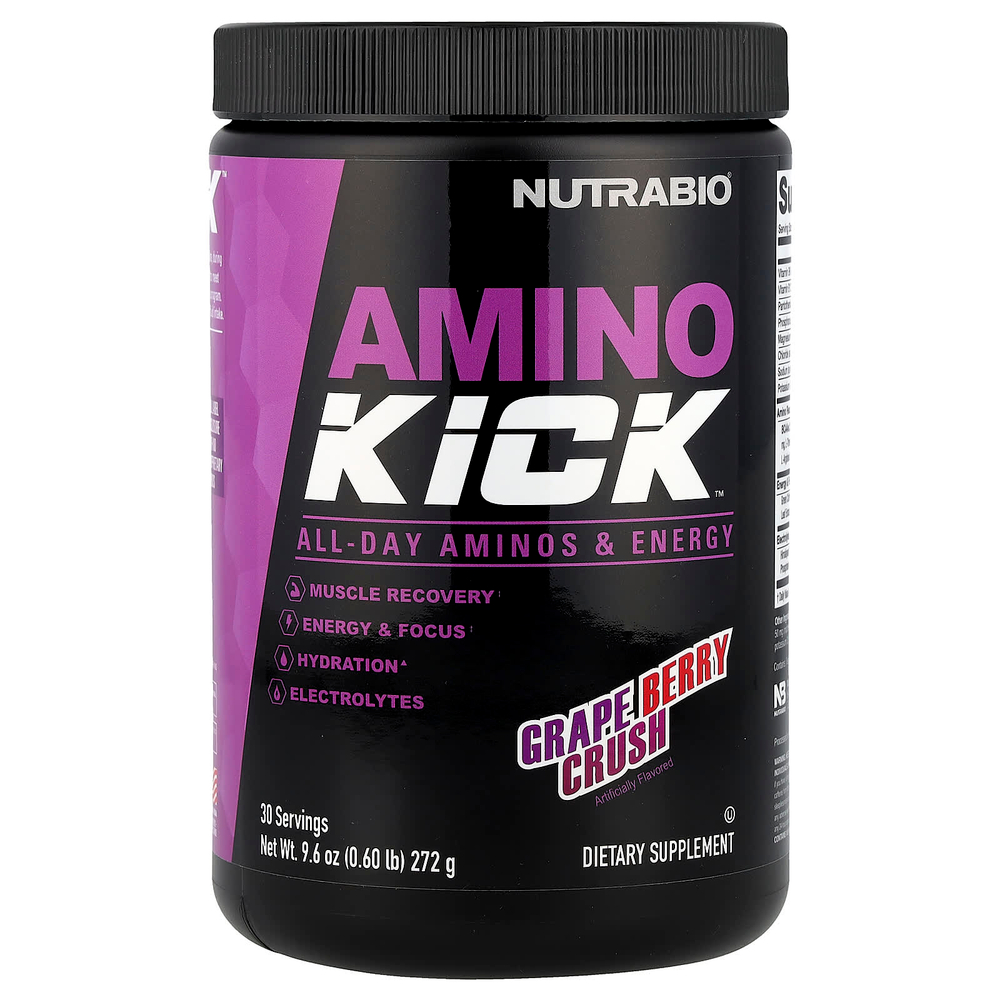 NutraBio, Amino Kick ™, сок из виноградных ягод, 272 г (9,6 унции)