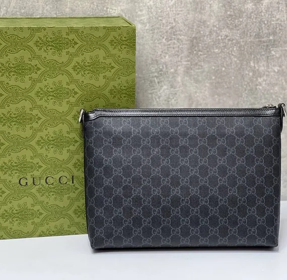 Сумка-мессенджер Gucci с переплетенными буквами G черный