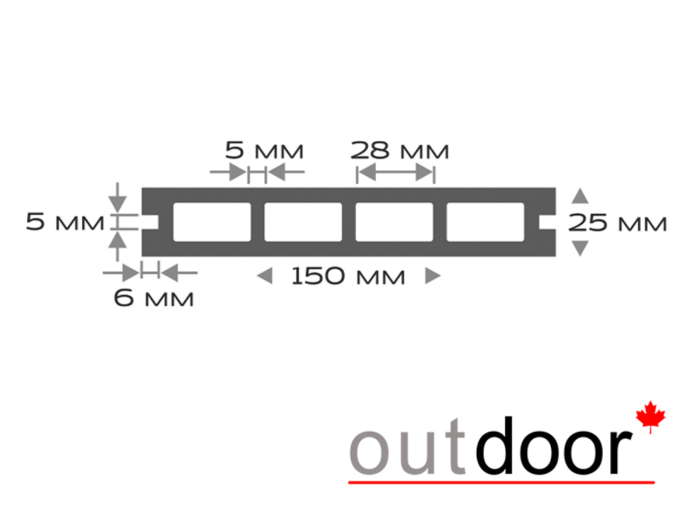 Террасная доска ДПК Outdoor 3D 150*25*4000 мм. STORM/вельвет серая микс
