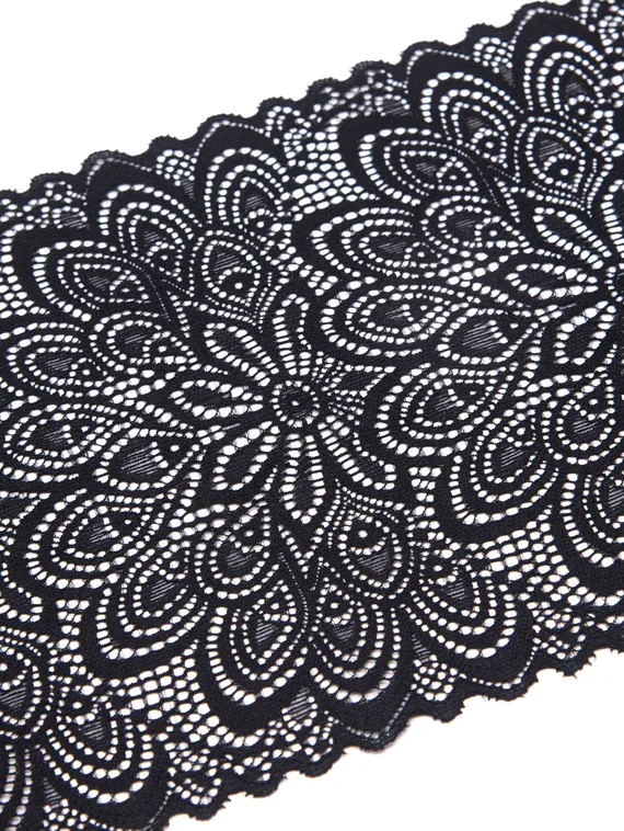 03-257 Кружево эластичное 17 см, павлин, черный