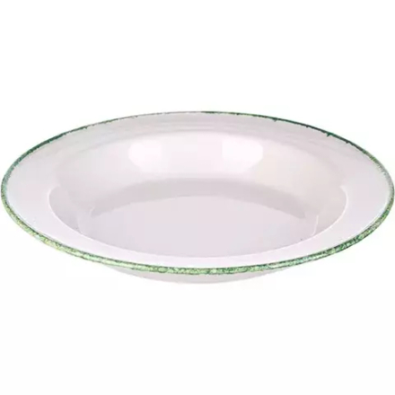 Тарелка глубокая «Грин Дэппл» фарфор D=21,5см белый,зелен