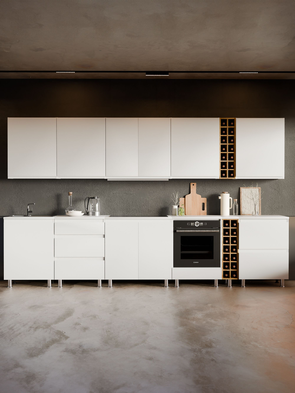 Кухонный модуль напольный 20х31х83, Валенсия, для бутылок, без столешницы, винный шкаф, на ножках, массив дуба, Dipriz