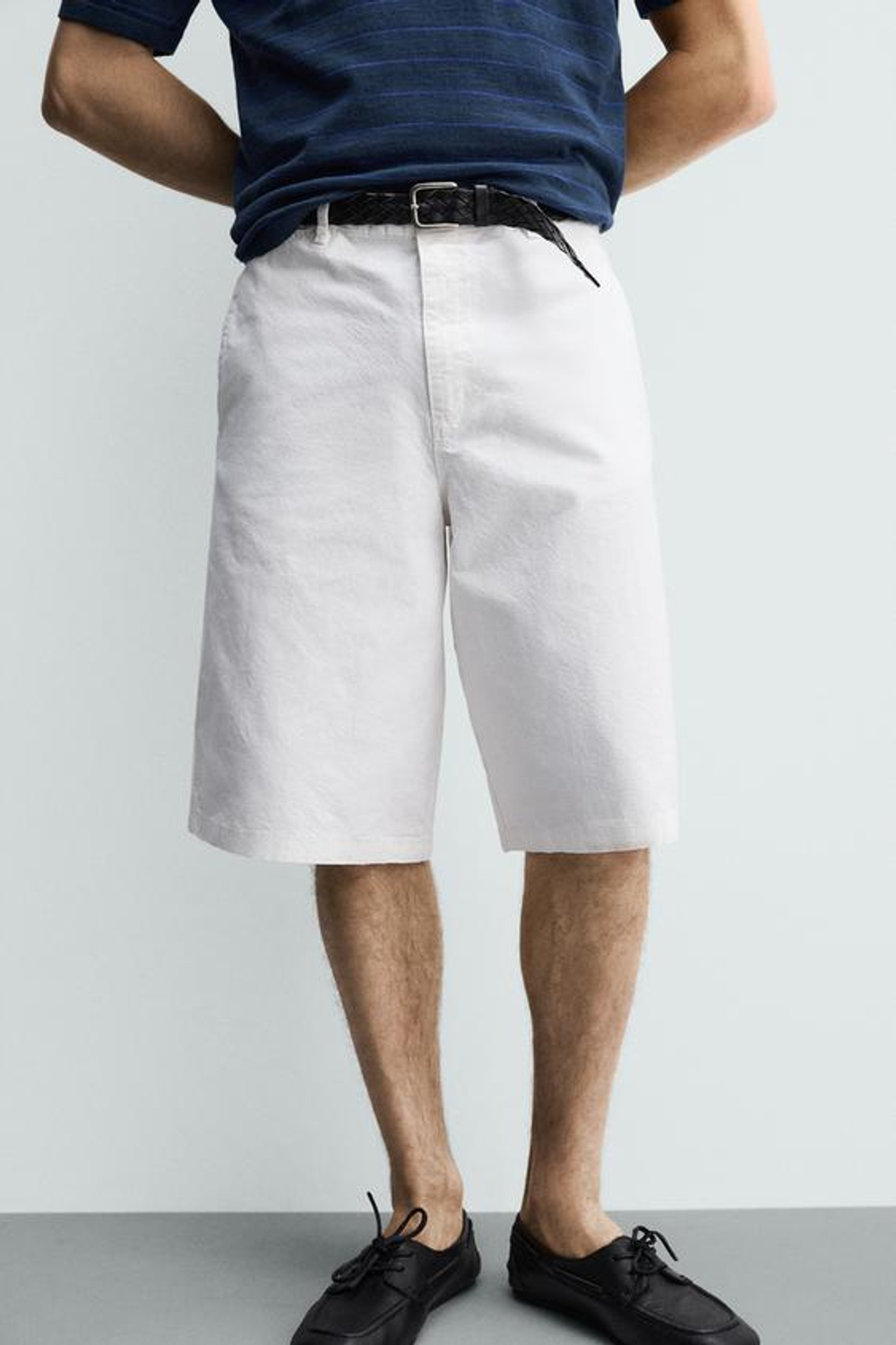 ZARA ШОРТЫ ЧИНОС RELAXED FIT, БЕЛЫЙ